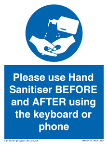 Please use Hand Sanitiser BEFORE and AFTER using the keyboard or phone